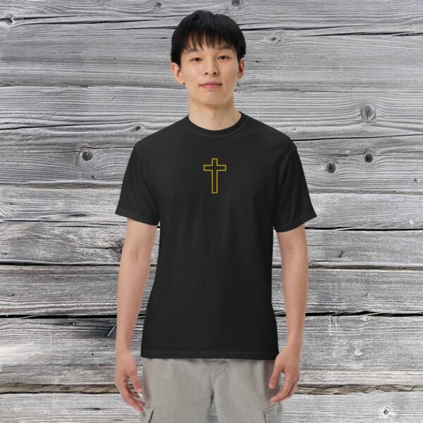 Embroidered Comfort Colors 1717 Gold Cross Unisex Heavyweight T-Shirt